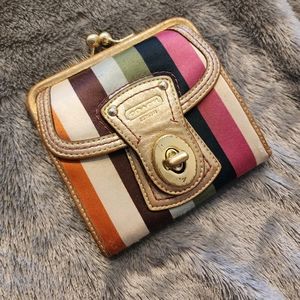Coach Legacy Stripe Wallet Kisslock Closure 65th Anniversary